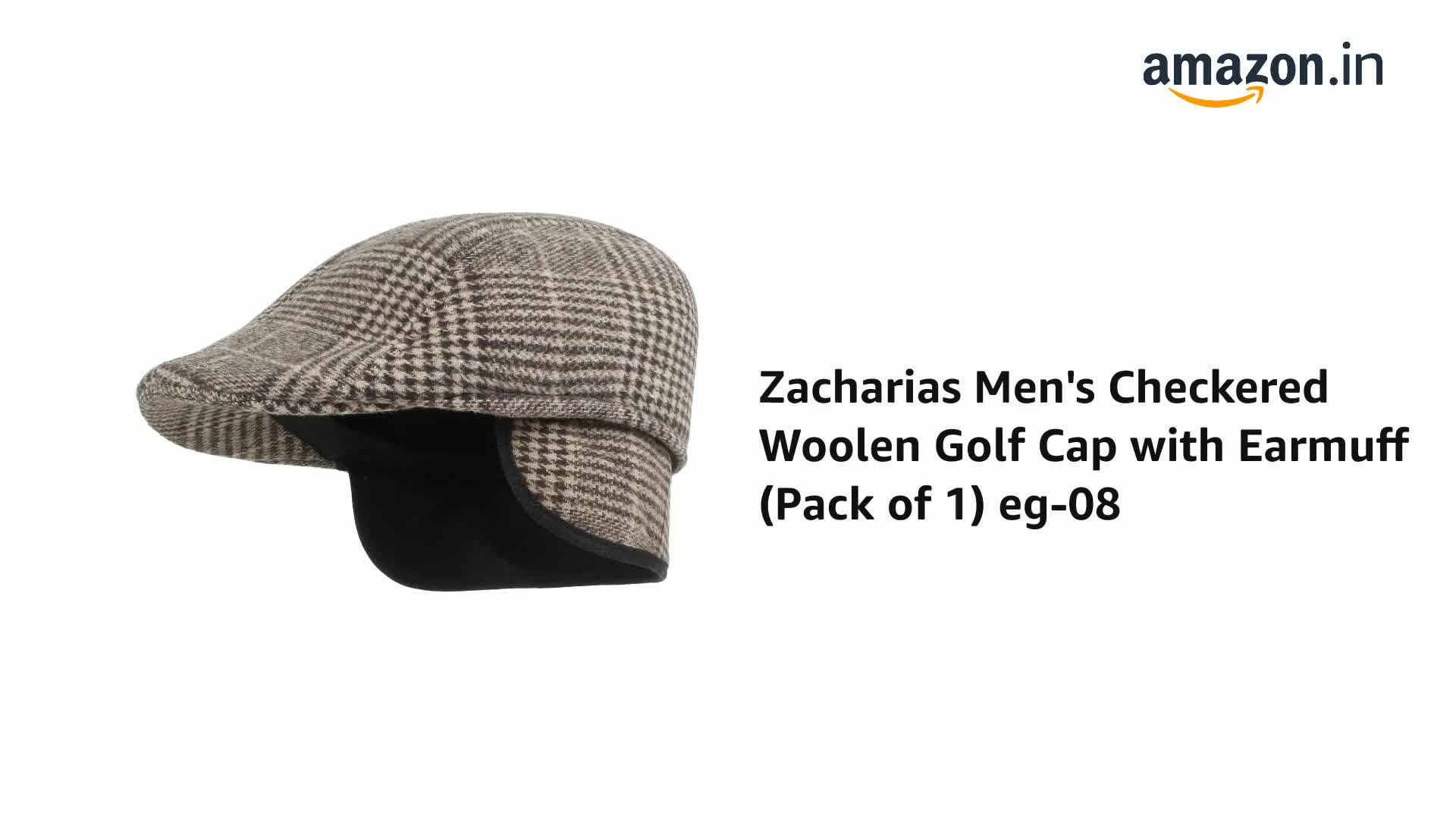 Buy Zacharias Men's Checkered Woolen Golf Cap with Earmuff (Pack